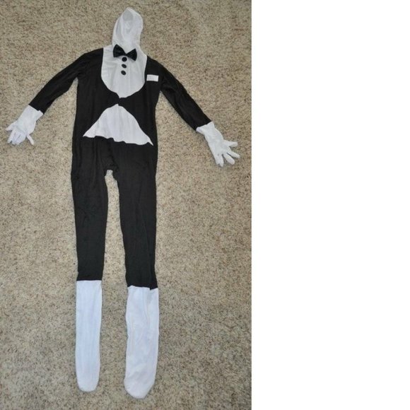 Tuxedo 2nd Skin Halloween Costume Large 1 Pc Bodysuit Jumpsuit Zip Back Mens - Picture 2 of 3